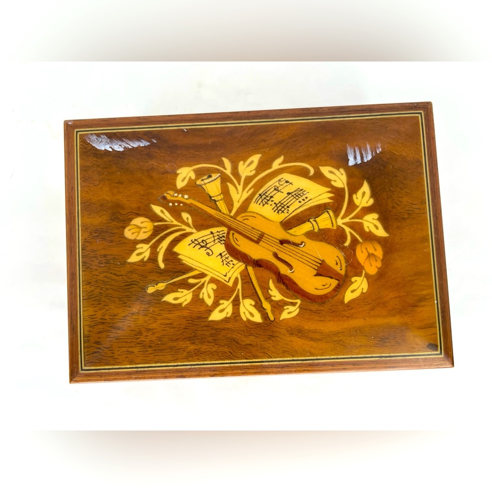 VTG Romance Reuge Swiss Movement Italian Inlaid Music Box Canon In D Pachelbel